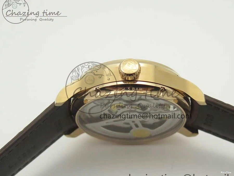 MIROTIME 0211 Portuguese Tourbillon IW504602 RG ZF Best Edition White Dial on Brown Leather Strap Stretchable 7178